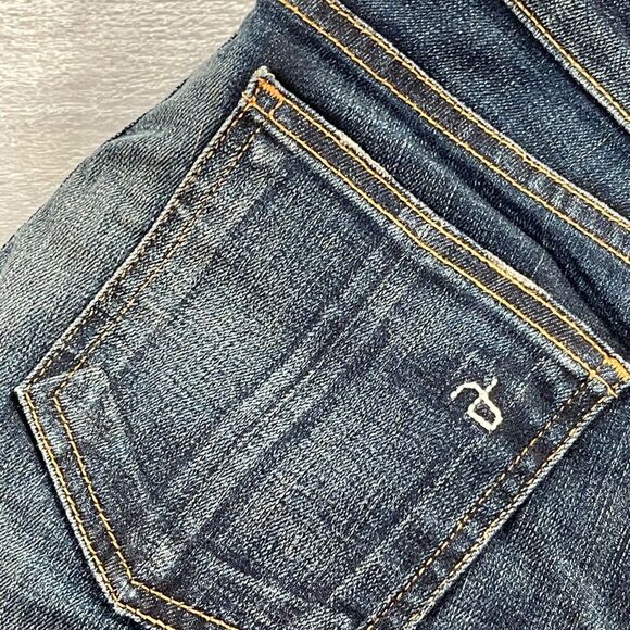 rag & bone Jeans Womens Size 25 Skinny Leg Dark Wash Distressed Ripped Low Rise - Picture 5 of 16